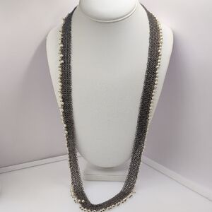 J. Crew Aged Bronze and White Pearl Necklace a15